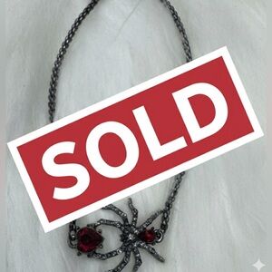 Betsey Johnson Black Spider Red Jeweled Heart Slider Bracelet